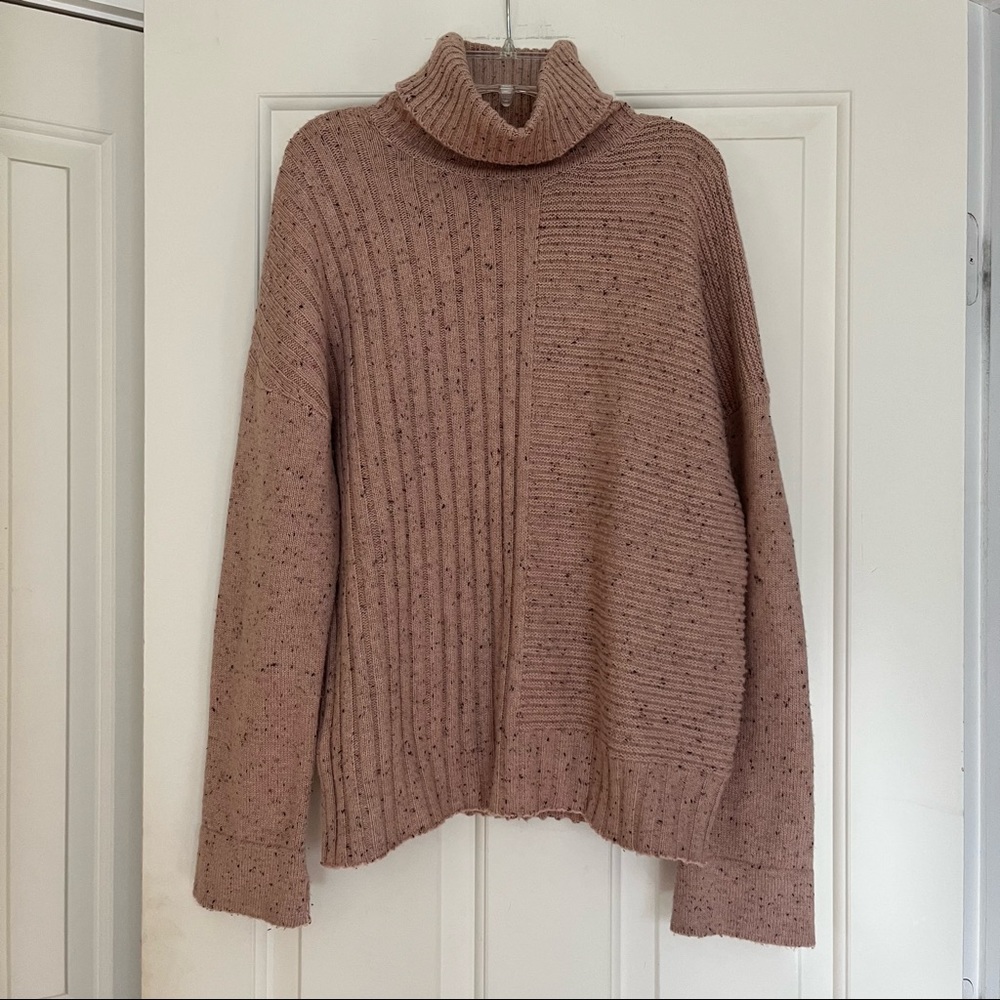 Chelsea & Theodore Dusty Pink Speckled Turtleneck Sweater